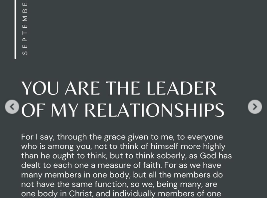 You are the Leader of My Relationships